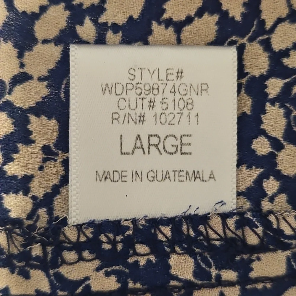 Harlowe & Graham Navy Floral Ruffle Neck Tunic Blouse Size L Boho Romantic Boho - Picture 8 of 11